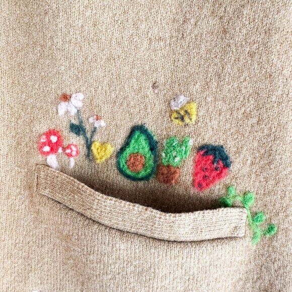 Vintage Harry Rosen by Alan Paine Lambswool Floral Embroidered Cardigan S - Picture 8 of 11